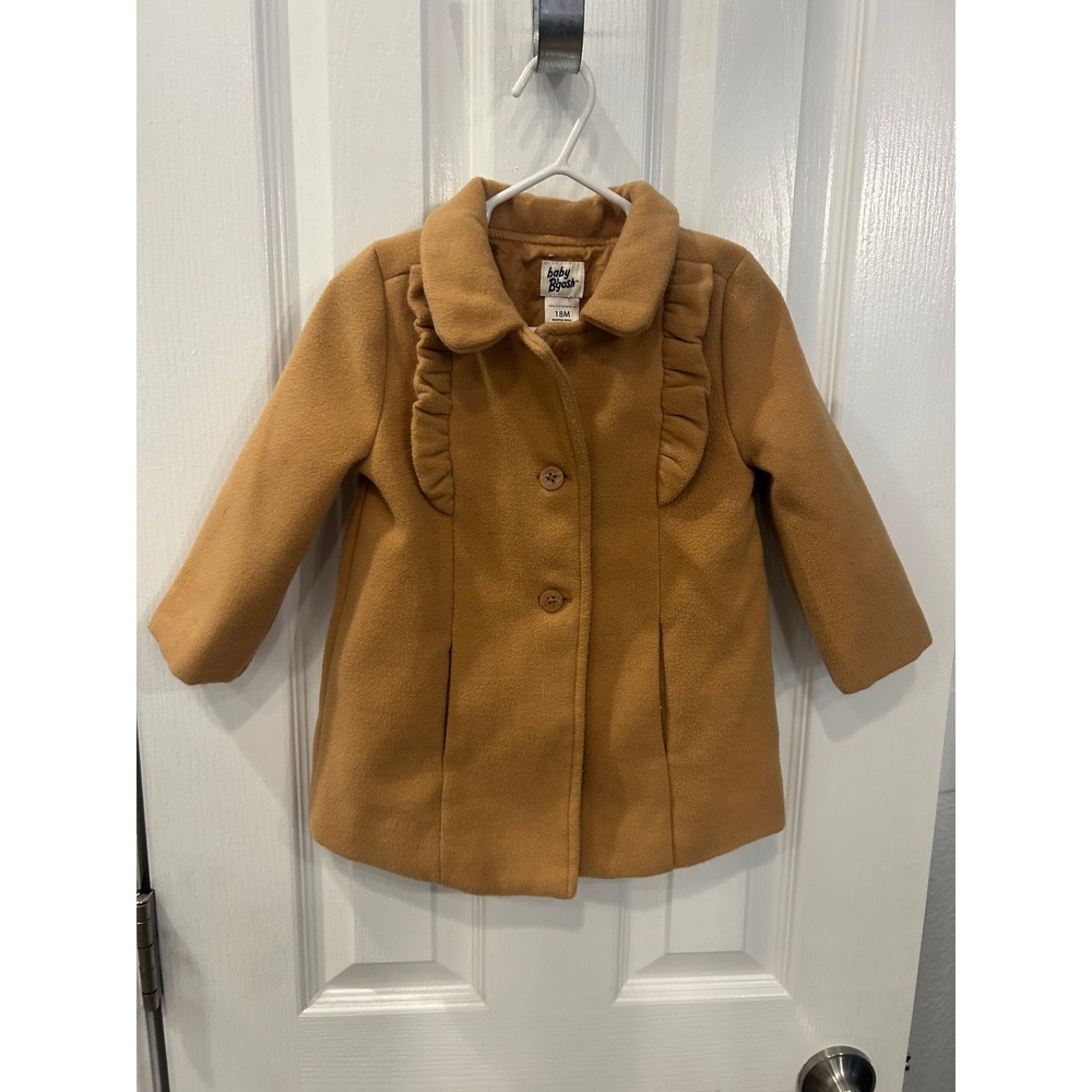 Baby Bgosh Girls Camel Tan Ruffle‎ Pea Coat Jacket 18M